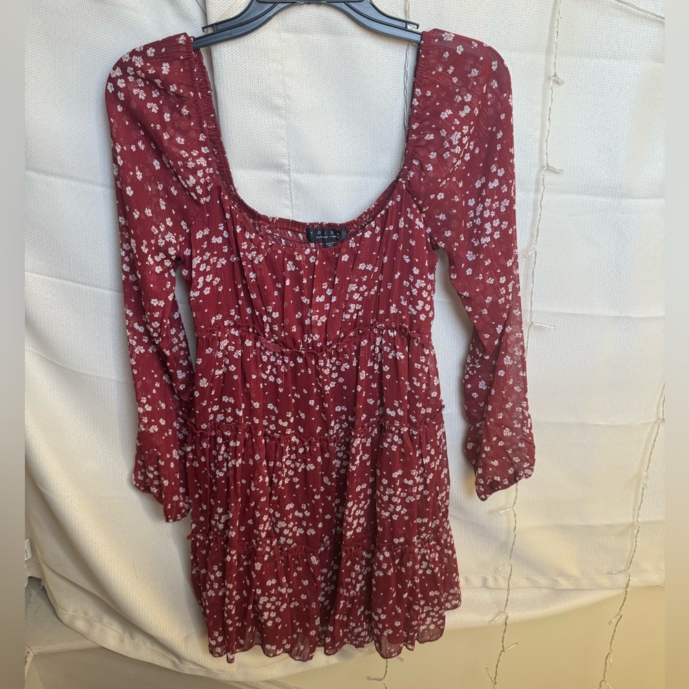 Small Trixxi red and white flower dress with sparkly red accents